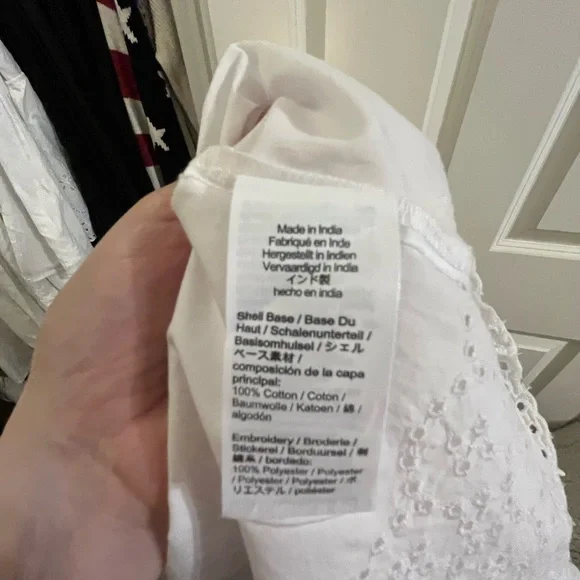 J. Crew Cropped White Eyelet Button-Front Cotton Blouse - Picture 7 of 7